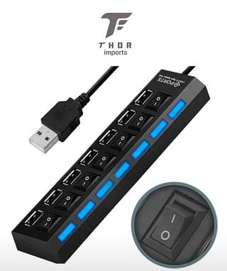Hub USB com 7 portas e led indicador
